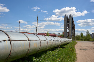 The pipeline through which oil and gas are pumped in the forest. Heating plant