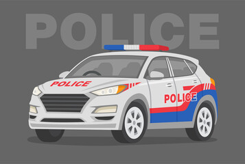 Perspective front view of a indian police suv car. Isolated modern police car. Flat vector illustration template.