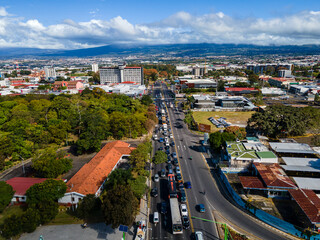 Fototapeta premium Beutiful aerial view of La Sabana Metropolitan Park in the center of San José Costa Rica. the Running track -Art Museum