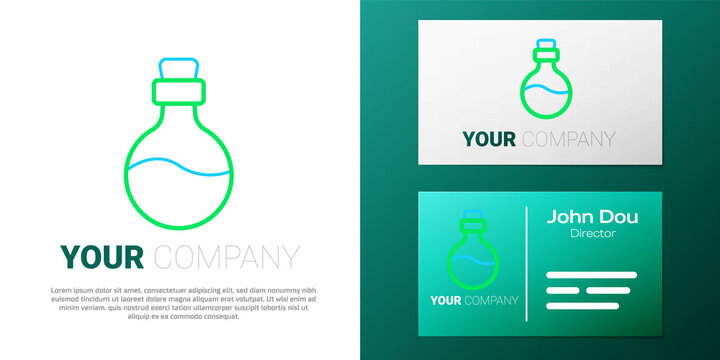 Line Bottle with love potion icon isolated on white background. Happy Valentines day. Colorful outline concept. Vector