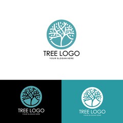 Abstract living tree logo design, roots vector - Tree of life logo design inspiration isolated on white background