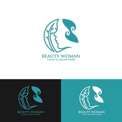Woman face logo icon vector. Woman face logo design vector illustration, Girl silhouette for cosmetics, beauty, salon, health and spa, fashion themes.