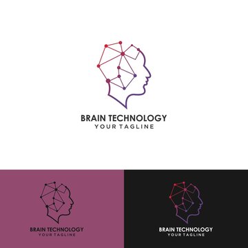 Man Head logo. Abstraction of thinking mind. This image serves as idea of technology, mind, working think, memory training, brain system, psychology, knowledge and research.