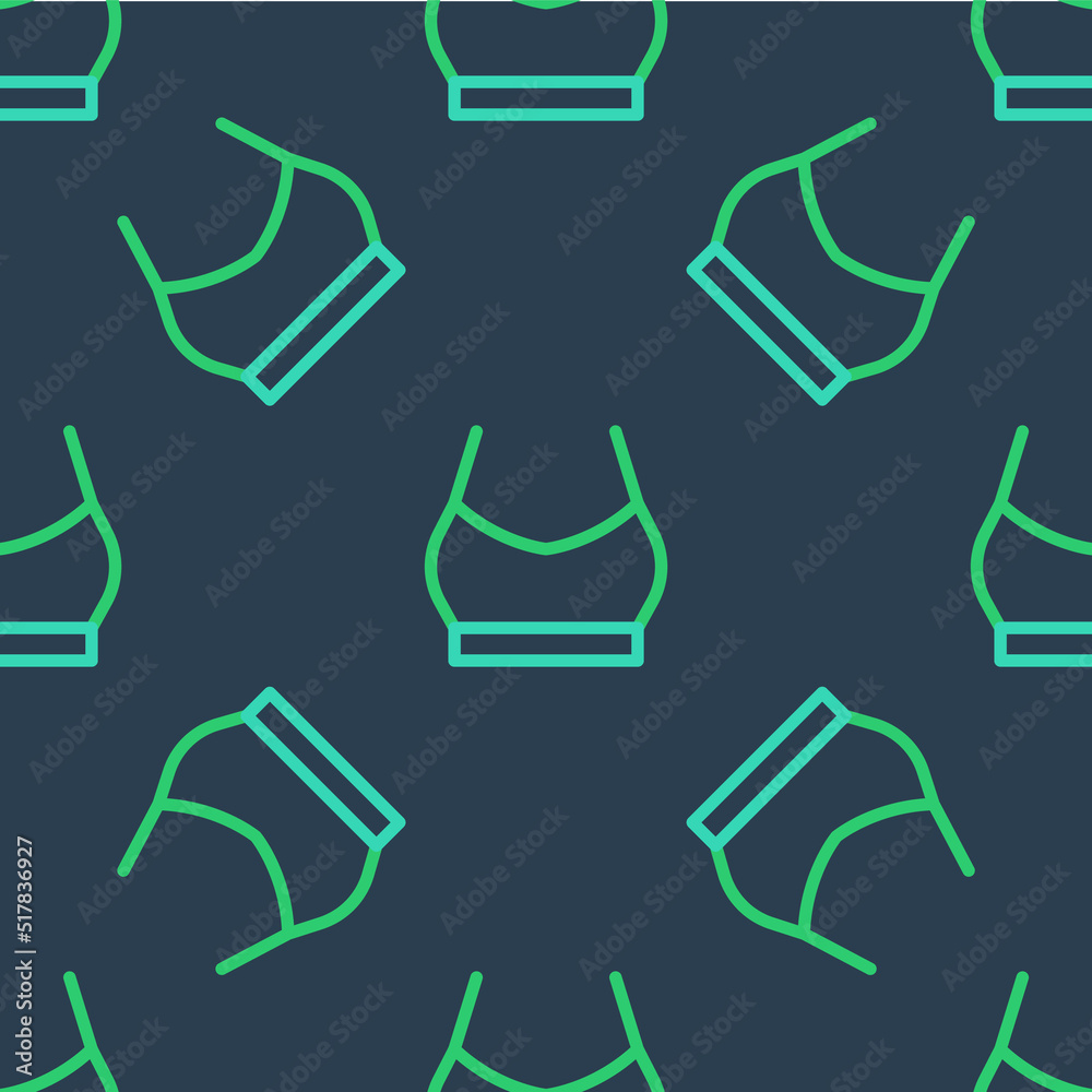 Wall mural Line Female crop top icon isolated seamless pattern on blue background. Undershirt. Vector