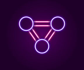 Glowing neon line Molecule icon isolated on black background. Structure of molecules in chemistry, science teachers innovative educational poster. Colorful outline concept. Vector