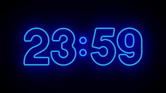 neon watch on dark background. 3D illustration