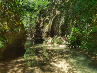 Secret place in the Lazio region: view of Farfa gorge in the Sabina area Italy