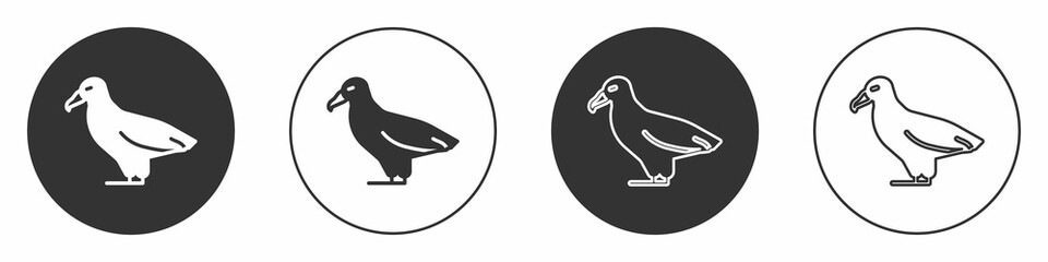 Black Albatross icon isolated on white background. Circle button. Vector