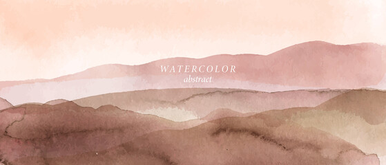 Beige, brown watercolor fluid painting. Vector abstract background design. Dusty pastel, neutral and golden marble. Dye elegant soft splash style. 