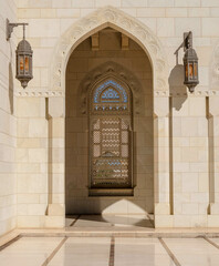 ancient door in the mosque with patterns and ornaments