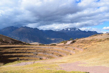 Eksperymentalne tarasy Inków , Moray, Peru, Cuzco - obrazy, fototapety, plakaty