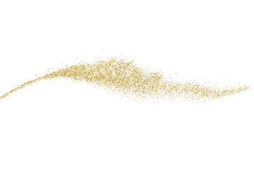 Gold Glitter Texture Isolated On White. Goldish Color Sequins. Golden Explosion Of Confetti. Design Element. Celebratory Background. Vector Illustration, Eps 10.