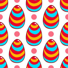 Seamless pattern with vector cartoon Easter eggs