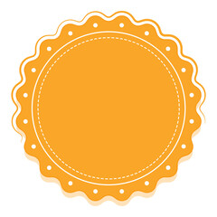 Blank Round Badge Or Label Element In Chrome Yellow Color.