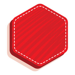Red Blank Hexagon Label Or Frame Element On White Background.