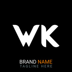 WK Letter Logo design. black background.
