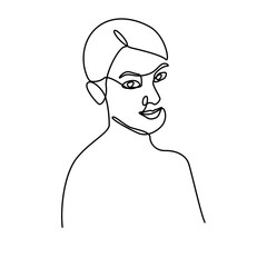 continuous one line hand drawing of woman face line art feminine