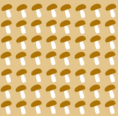 image of cartoon mushrooms on a beige background pattern illustration