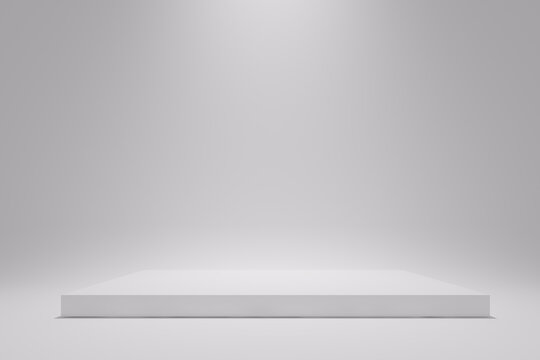 Abstract mock up scene white color. Geometry shape podium background for product. 3d render, 3d illustration © Stephen