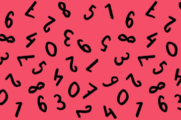 template with the image of keyboard symbols. a set of numbers. Surface template. purple red background