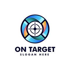 Vector Logo Illustration On Target Gradient Colorful Style.