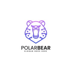Vector Logo Illustration Polar Bear Gradient Line Art Style.