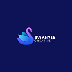 Fototapeta premium Vector Logo Illustration Swan Gradient Colorful Style.
