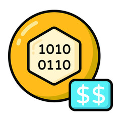 Cryptocurrency icon, Non-fungible token, Digital technology.