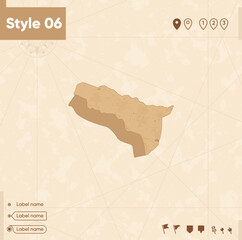 Abkhazia - map in vintage style, retro style map, sepia, vintage. Vector map.