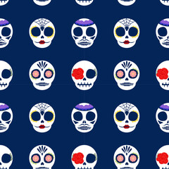 seamless pattern dia de los muertos, halloween day.
