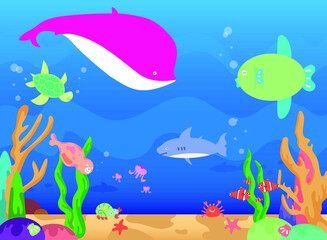 element of sea animals vector illustration