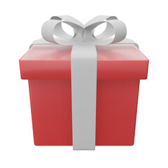 Red gift box with white ribbon png transparent. 3d illustration render surprise box. Realistic vector icon for wedding banners, birthday presentation or celebrate
