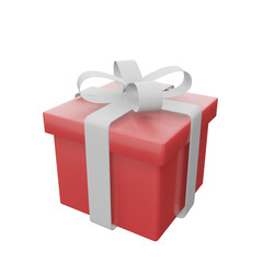 Red gift box with white ribbon png transparent. 3d illustration render surprise box. Realistic vector icon for wedding banners, birthday presentation or celebrate2