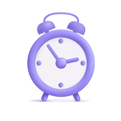 Purple 3D clock icon. Trending 3D icon. Online Event