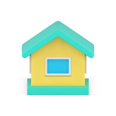 Fototapeta na wymiar Countryside house window and triangle roof front view village residential apartment 3d icon vector