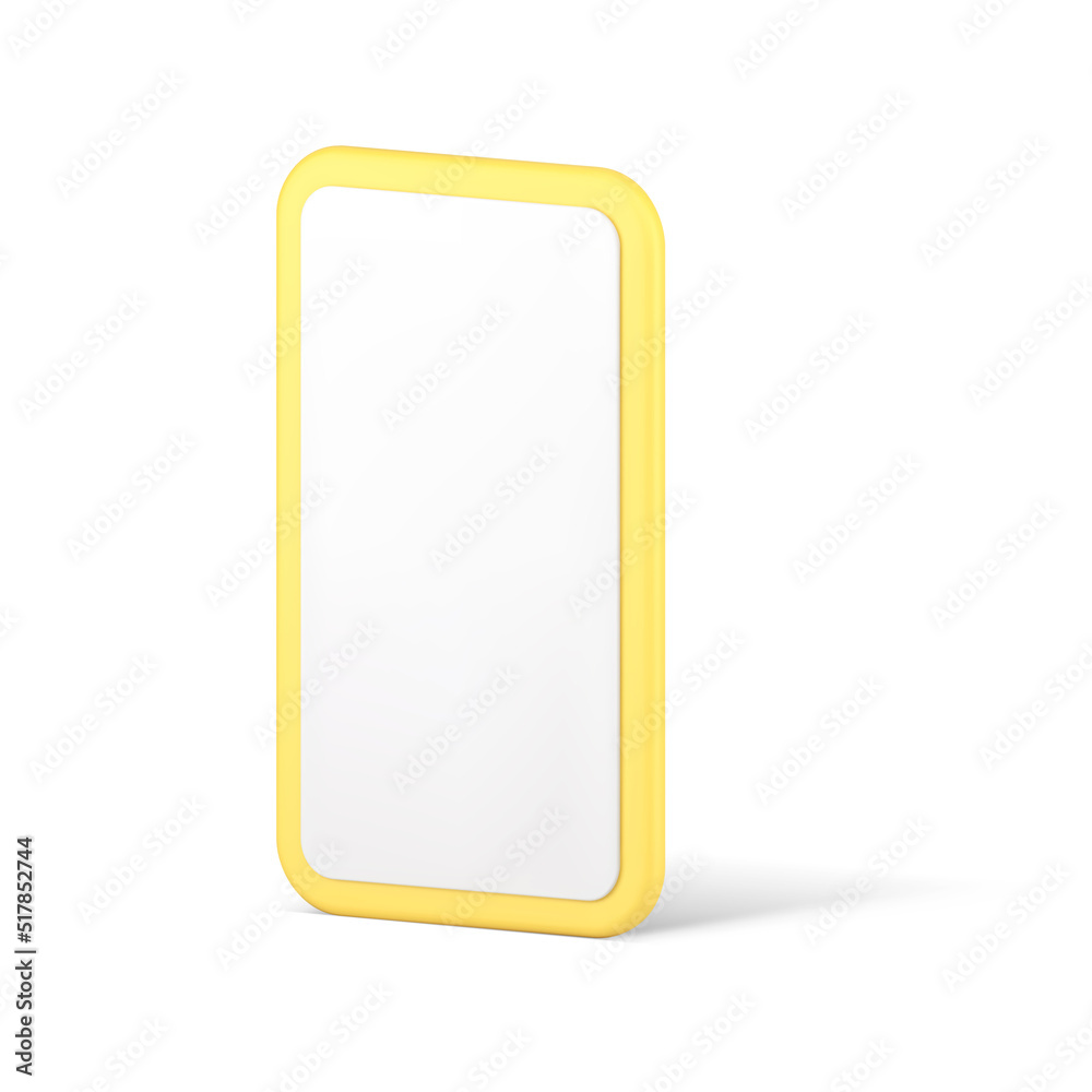 Poster smartphone empty screen yellow design isometric cellphone user interface template 3d icon vector