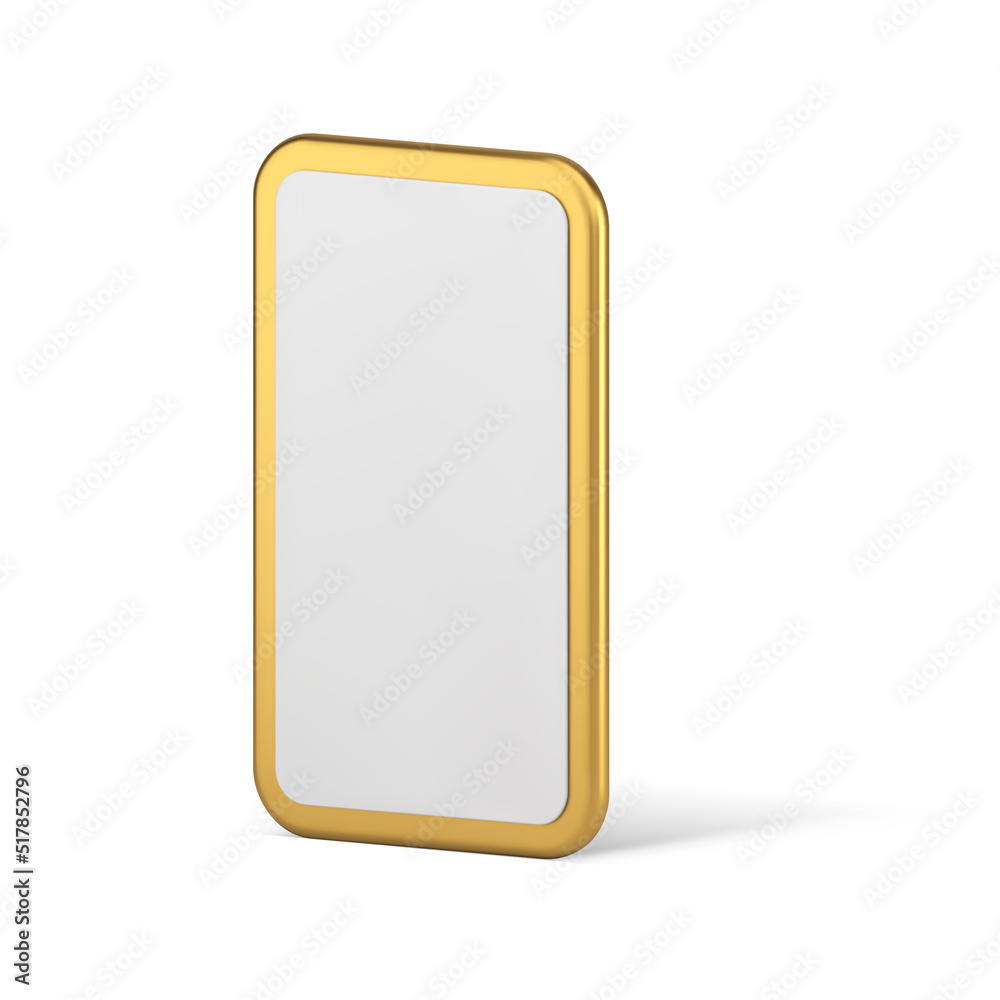 Poster smartphone golden isometric design empty screen user interface cyber application 3d icon vector