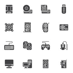 Computer hardware vector icons set