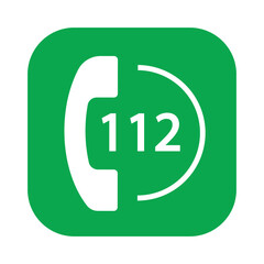 112 emergency call services flat icon vector illustation