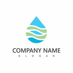 Drop Water Logo Template, Wave And Clean Water Illustration