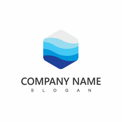 Wave Logo Template, Hexagon Business Company Icon