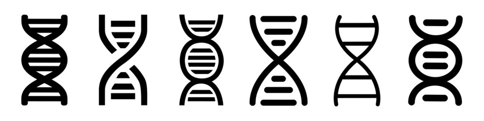 DNA vector icon set. Chromosome illustration sign. biology symbol or logo.