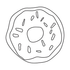 Doodle donuts. Coloring book for children and adults. Outline vector illustration.
