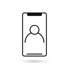 Mobile phone flat design with user avatar icon.