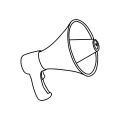 Outline Megaphone Template. Vector illustration. Copy space. Linear, vector, realistic, outline illustration.