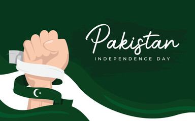 Pakistan flag illustrations. Independence day celebrations design template  - obrazy, fototapety, plakaty