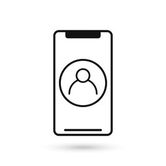 Mobile phone flat design with user avatar sign.