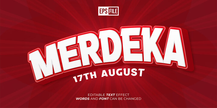 Merdeka 17th august text 3d style editable text effect