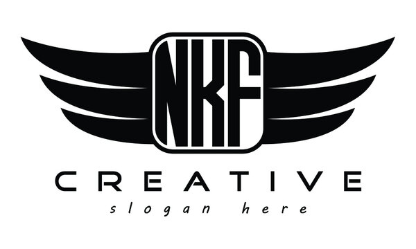 NKF three Letter Wings minimalist creative concept flag Flying abstract Initial wing symbol icon professional logo design, Vector template