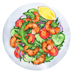 Summer shrimp salad with tomatoes and arugula 2